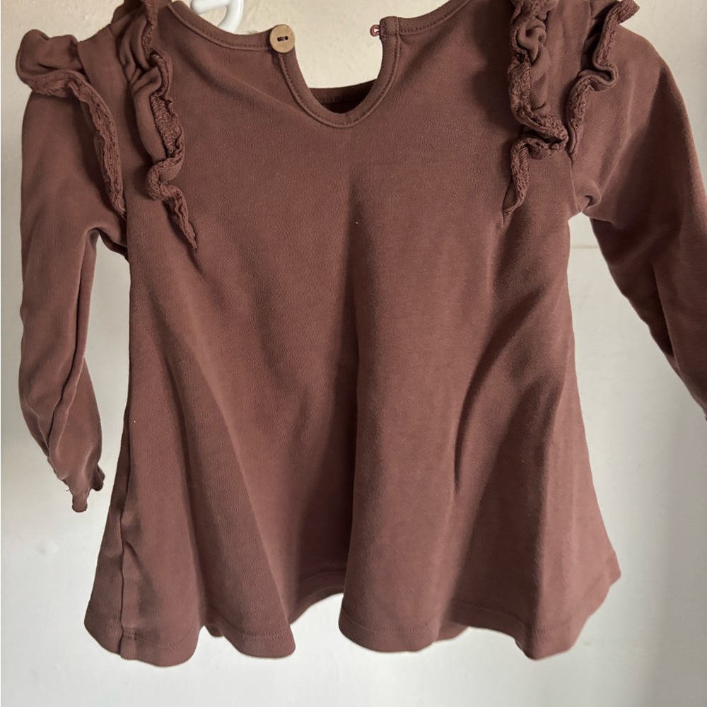Quincy Mae Brown Ruffle Dress
